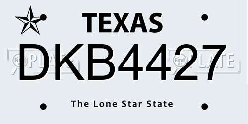 DKB4427 Texas License Plate
