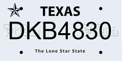 DKB4830 Texas License Plate