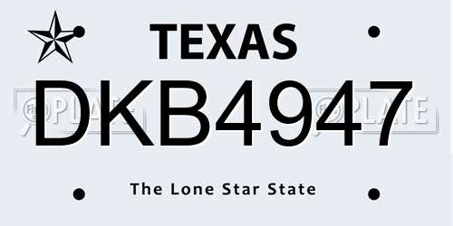 DKB4947 Texas License Plate