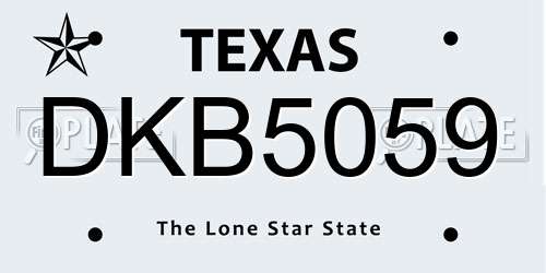 DKB5059 Texas License Plate