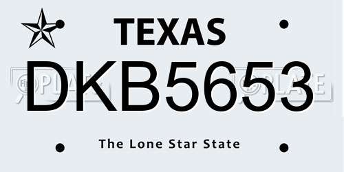 DKB5653 Texas License Plate