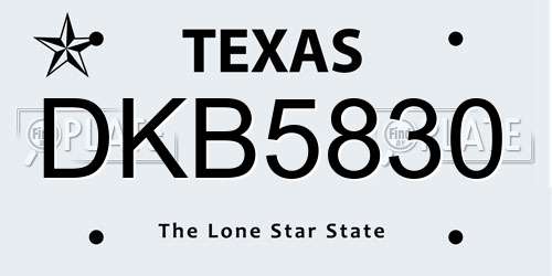 DKB5830 Texas License Plate