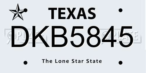 DKB5845 Texas License Plate