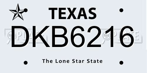 DKB6216 Texas License Plate