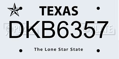 DKB6357 Texas License Plate