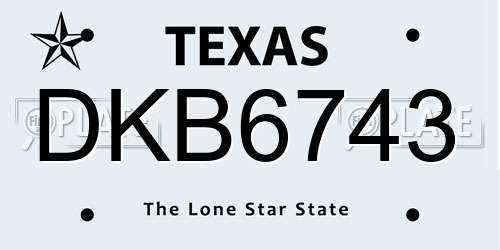 DKB6743 Texas License Plate