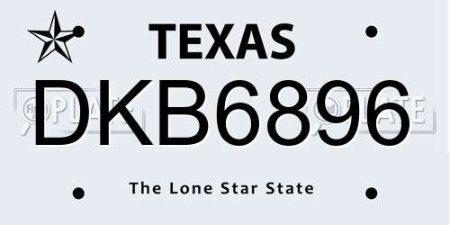 DKB6896 Texas License Plate