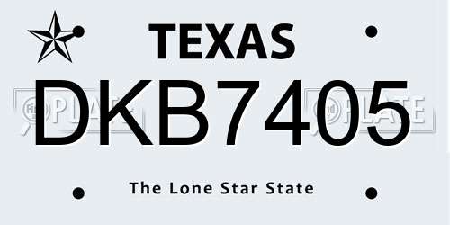 DKB7405 Texas License Plate