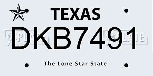 DKB7491 Texas License Plate