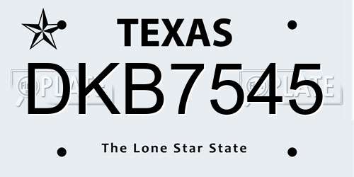 DKB7545 Texas License Plate