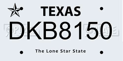 DKB8150 Texas License Plate