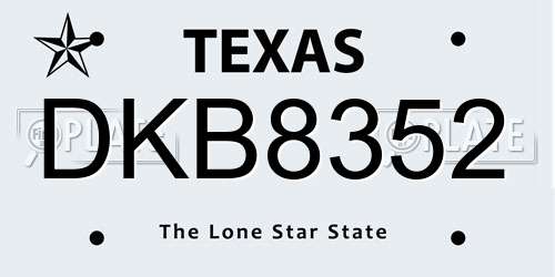 DKB8352 Texas License Plate