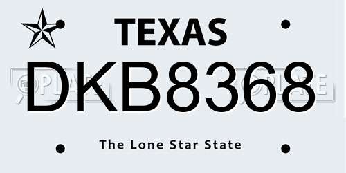 DKB8368 Texas License Plate