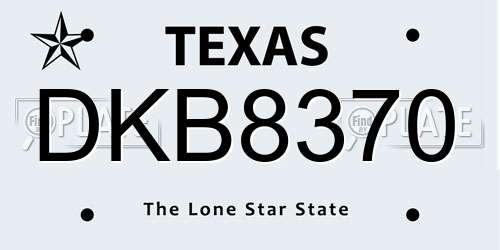 DKB8370 Texas License Plate
