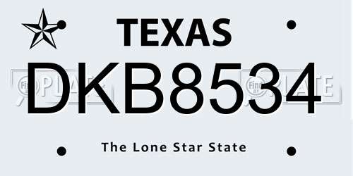DKB8534 Texas License Plate