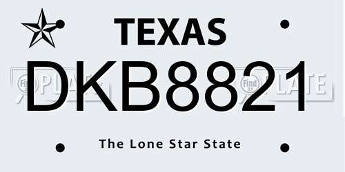DKB8821 Texas License Plate