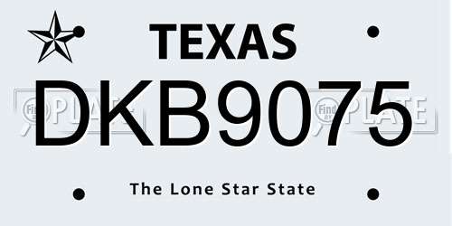 DKB9075 Texas License Plate