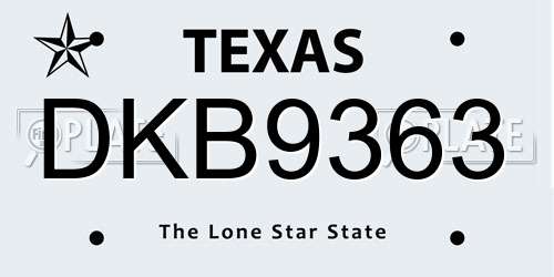DKB9363 Texas License Plate