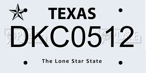 DKC0512 Texas License Plate
