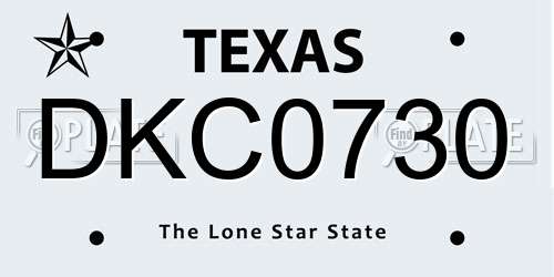 DKC0730 Texas License Plate