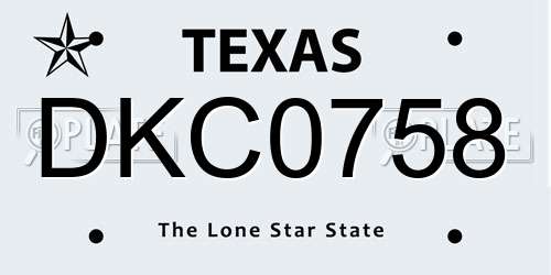 DKC0758 Texas License Plate