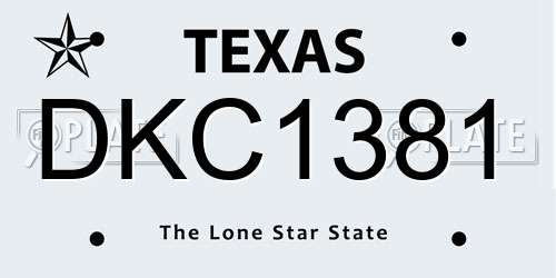 DKC1381 Texas License Plate