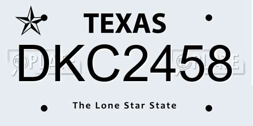 DKC2458 Texas License Plate