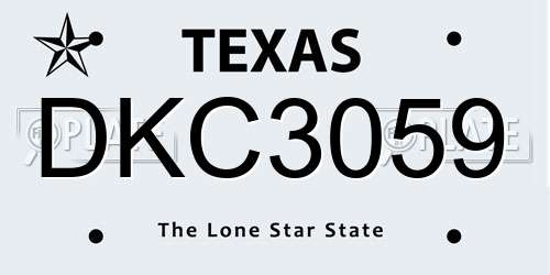 DKC3059 Texas License Plate