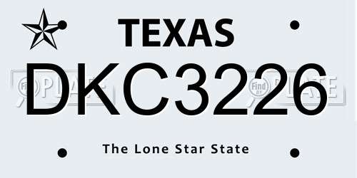 DKC3226 Texas License Plate