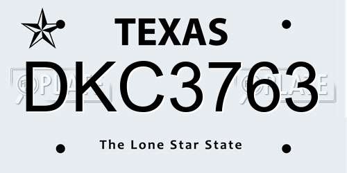 DKC3763 Texas License Plate