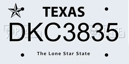 DKC3835 Texas License Plate