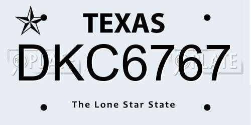 DKC6767 Texas License Plate