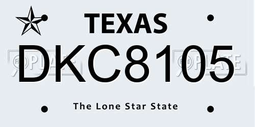 DKC8105 Texas License Plate