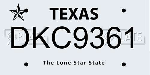 DKC9361 Texas License Plate