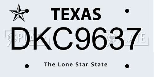 DKC9637 Texas License Plate