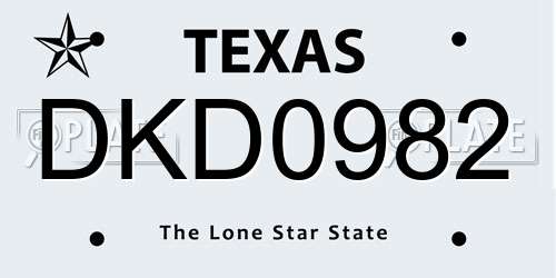 DKD0982 Texas License Plate