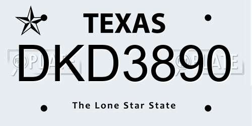 DKD3890 Texas License Plate
