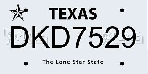 DKD7529 Texas License Plate
