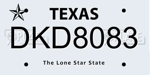 DKD8083 Texas License Plate