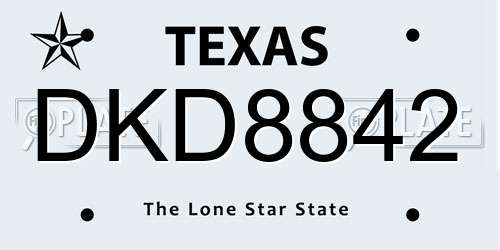 DKD8842 Texas License Plate