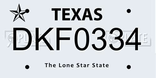 DKF0334 Texas License Plate