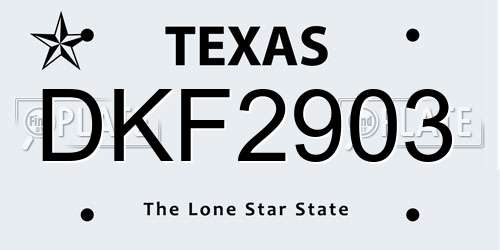 DKF2903 Texas License Plate