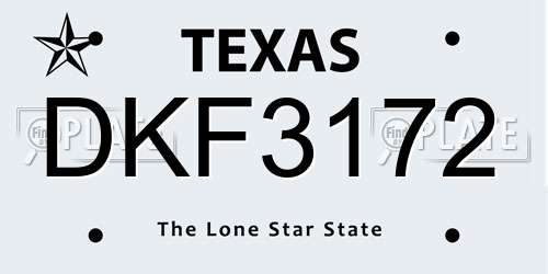 DKF3172 Texas License Plate