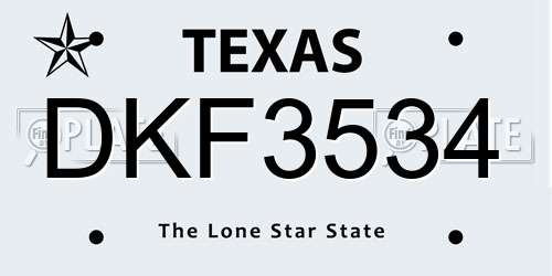 DKF3534 Texas License Plate