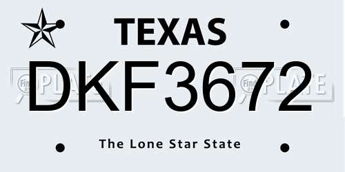 DKF3672 Texas License Plate
