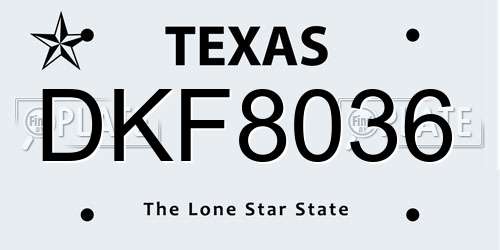 DKF8036 Texas License Plate