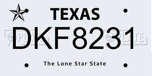 DKF8231 Texas License Plate