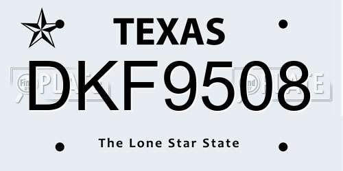 DKF9508 Texas License Plate