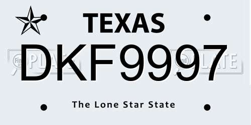 DKF9997 Texas License Plate