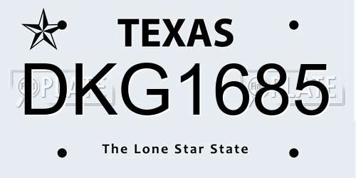 DKG1685 Texas License Plate